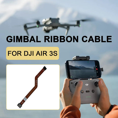 Gimbal Ribbon Cable Replacement for Air 3s Drone with PTZ Flat Ribbon Wire Repair Part shown next to drone and controller