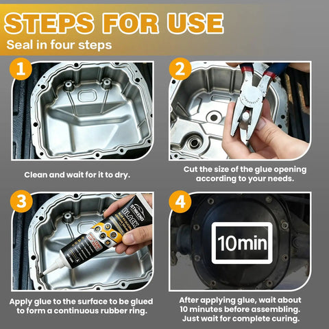 Steps for use of Heavy Duty RTV Gasket Sealant And High Temp Black Silicone Adhesive For Gearboxes Axles Pumps Superchargers