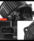 Front Hvac Heater Blower Motor With Fan Cage Fits Hyundai Ioniq Kia Forte Forte5 Niro Ev close-up view of motor and connectors.