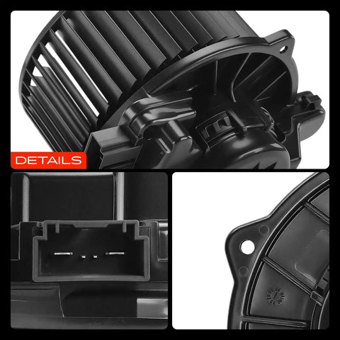 Front Hvac Heater Blower Motor With Fan Cage Fits Hyundai Ioniq Kia Forte Forte5 Niro Ev close-up view of motor and connectors.