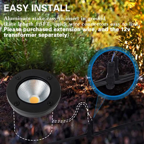 Warm White 12W Ground Light For Outdoor Landscape Low Voltage In Ground Well Light 12V-24V AC/DC Waterproof Lighting install guide