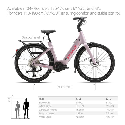 Featherlight Full Carbon Fiber Electric Bike With A Heckin Clean Ride, 500 Watt Pedal Assist Motor And Dope 75 Mile Battery Range, Class 1 Urban Commuter Ebike side view showcasing size and specifications.