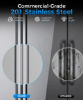 Close-up of 201 Stainless Steel finish comparison showing the clean surface of No Hassle 72 Inch Three Door Commercial Refrigerator.
