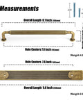 Antique Brass Cabinet Pulls With Backplates, Solid Zinc Alloy Kitchen Drawer Hardware, 7.6 Inch Hole Center, 2 Pack measurements