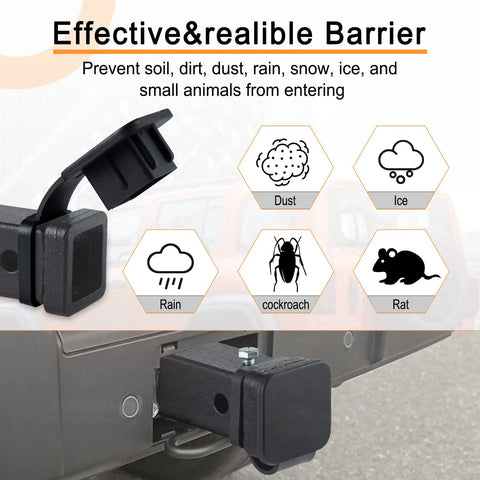 2 Inch Hitch Cover With Flag Design, Universal Receiver Tube Plug For Trailer Hitches, Easy Install Car Exterior Accessory showing protection features against elements and pests.