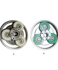 Close-up of 36-tooth iron gears in High Performance Gear System Kit For Electric Bikes And Scooters with clutch components.