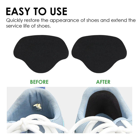 12 Pcs Self-Adhesive Inside Shoe Heel Repair Patches Kit for Sneakers and Mesh Shoes, great before and after view.