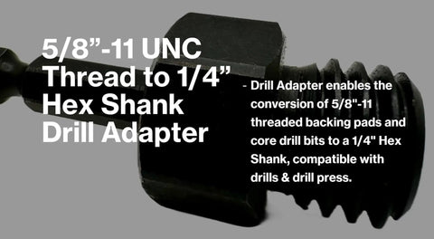Precision Machined Heavy Duty 5/8 To 1/4 Inch Hex Shank Drill Adapter Slick Conversion Tool for core bits with threaded design.