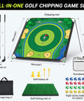 Massive 6x6 Foot Golf Chipping Game Set With Adjustable Practice Clubs Indoor Outdoor Mat 24 Sticky Balls Tees Scoreboard And Carry Bag displayed