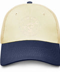 Breathable Unisex Trucker Hat With Adjustable Buckle For All Day Outdoor Fun And Water Adventures, beige front view