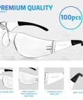 Massive Bulk Pack Clear Safety Glasses For Adults With Ansi Z87.1 Certification, high quality polycarbonate, 100 pieces.
