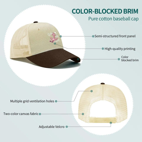 Cruise Ready Trucker Hat For Women And Men Unisex Sports Cap With Ventilated Mesh Top And Bold Front Artwork, side and back view