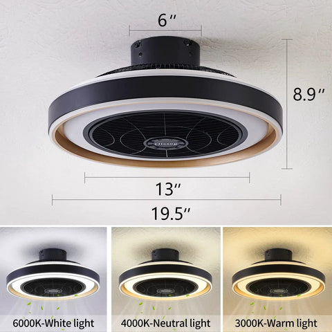 Low Profile Flush Mount Ceiling Fan With Remote And Lights 20 Inch Enclosed Ceiling Fan With 6 Speeds And 3 Light Color Temperatures