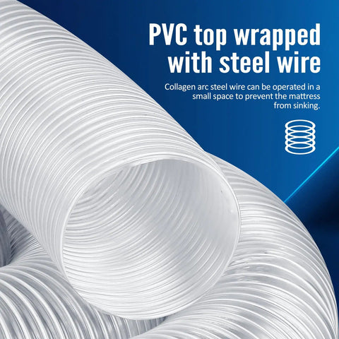 Heavy PVC 4 Inch By 50 Foot Clear Dust Collection Hose With Flexible Debris And Fume Flow and Steel Clamps, Coiled and Detailed