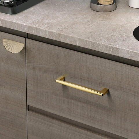 Gold Semicircular Cabinet Handle For Wardrobe, Drawer And Door Zinc Alloy Pull Knob on modern kitchen drawer