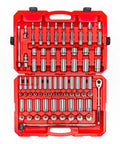 Half Inch Drive Socket Set With Deep And Shallow 6 Point Sockets, Ratchet And Beefy Case, 83-Piece From 3/8 To 1-5/16 Inch And 10 To 32 mm
