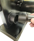Close-up of dust port adapter on Pro Grade 9 Inch Benchtop Band Saw With 3.5 Amp Motor And Dual Speed Settings.