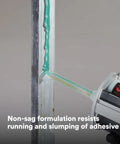 Applying green composite urethane adhesive DP6310NS, non-sag paste, on metal surface, 48.5 mL Duo-Pak, for flexible structural joints.