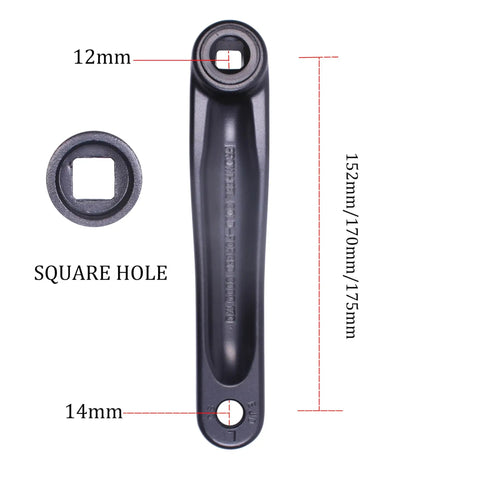 Universal Left Crank Arm For Bikes, 152mm 170mm 175mm, Square Hole, Sturdy Forged Alloy 6061, Fits 9/16 In Pedals
