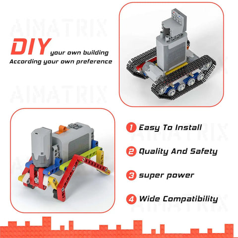 DIY building blocks with Three Pack Power Function Servo Motors For Building Blocks, Perfect For DIY Custom Cars And Robot Builds setup