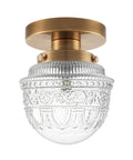 Gold Semi Flush Mount Ceiling Light With Globe Glass, Vintage Indoor Hanging Fixture for Kitchen, Entryway, Close Design