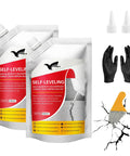 Crack Filler Sealant For Concrete 2 Pack High Elasticity Self Leveling Waterproof Repair For Driveways Patios Sidewalks Joints Fast Dry Gray Indoor Outdoor Caulk Pro Grade That Lasts with application gloves and nozzles.