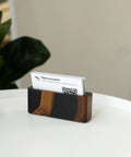 Black Wood And Epoxy Card Holder And Desk Organizer For Office Decor Sleek Slim Card Holder And Card Display Stand