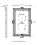 Technical drawing of Old School Beaded 3 Pack Wall Plate Covers Bronze With Copper Highlights For 1 Gang Single Duplex Switch Plates