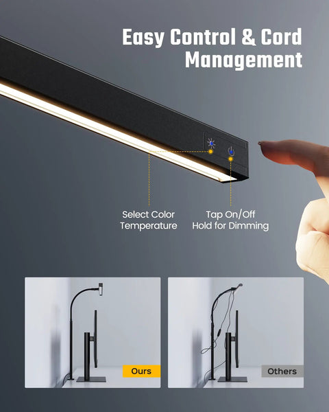 LED Desk Lamp For Office And Home With Adjustable Gooseneck, 12W Touch Control Dimmable Brightness, close-up of touch buttons