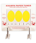 Portable Reusable Archery Paper Tuning Kit with stand and 12 replaceable target sheets with yellow zones for arrow flight tuning.