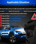 Mass Airflow Sensor For Chevy Cruze Sonic Trax Buick Encore Verano with truck and error codes in background