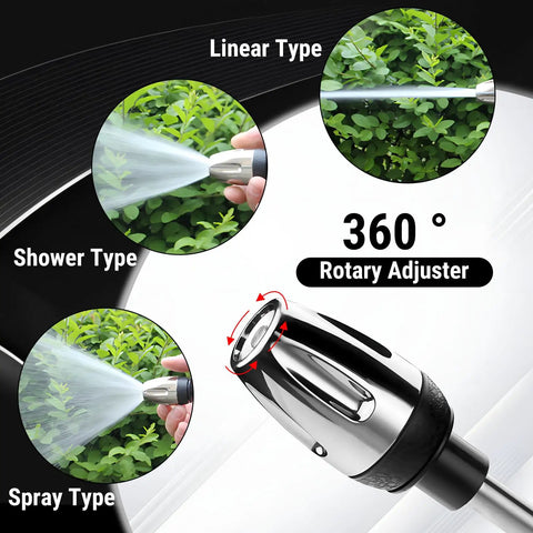 Powerful Portable Pressure Washer Wand Kit With High Pressure Nozzle And Connectors For Car Window Cleaning No Electricity Needed Outdoor Dirt Busting Garden Watering Lawn Care Water Gun showing spray patterns and 360-degree rotary adjuster