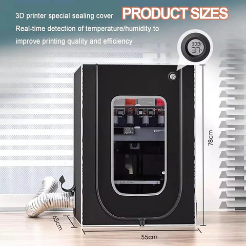 Front view of Resin 3D Printer Enclosure With Temperature Control, Odor Busting, LED Lighting, Adjustable Fan Speed, Dust Shield.