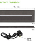 Low Voltage LED Landscape Deck Light Kit 10 Inch 6W 122LM 12V Wired for Outdoor Yard, showing product dimensions and cable.
