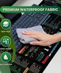 Person cleaning Cheat Sheet Desk Pad With 200 Plus Shortcuts And Formulas, Large 31.5 Inch By 11.8 Inch Waterproof Non Slip Mouse Pad