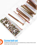 M6 X 40 To 80Mm Hex Drive Socket Screws And Barrel Nut Set in case for beds, gates, DIY repairs, with fully threaded hardware kit visible