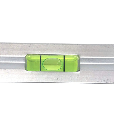 Close-up of TL002M 9 Inch Magnetic Die Cast Aluminum Torpedo Level with bubble vial for accuracy in measurements, durable aluminum body.