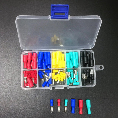 Insulated Male And Female Wire Connectors Kit, 100 Piece Quick Crimp Terminals For Automotive And Home Wiring in plastic case
