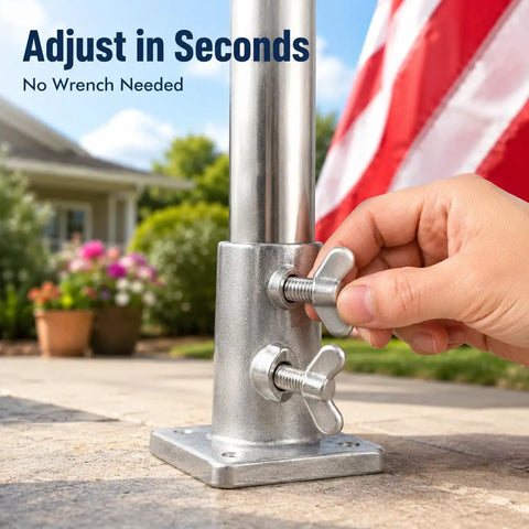 Premium M6 Stainless Steel Wing Nuts, No Sweat Butterfly Thumb Bolts For Flagpole Brackets And Yard Upgrades in use during adjustment.