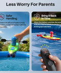 Two Pack Remote Control Boats For Kids Ages 6 To 12 With Dolphin Ball Catching Nose, Two Independent 2.4GHz Remotes in pool