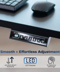 Upgrade Your Workspace With This Slick Dark Gray Standing Desk Measuring Sixty-Three By Thirty-Two Inches control panel with LED display
