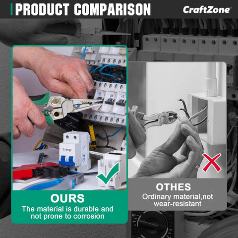 Comparison of Eight In One Wire Stripper With Voltage Tester For DIY Electricians and ordinary tool in electrical use