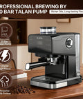 Espresso Machine With Built In Grinder 20 Bar Pump Black Coffee Maker For Authentic Italian Espresso At Home Cafe Barista Quality And Convenience With Professional Brews And Rich Crema