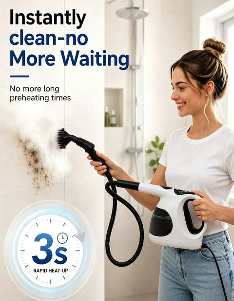 Lightweight Handheld Steam Cleaner With 400Ml Tank And Safety Lock, cleaning wall mold with steam in three seconds.