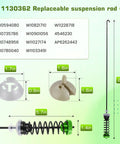Diagram of 23-inch washer suspension rod kit replacement showing dimensions and parts