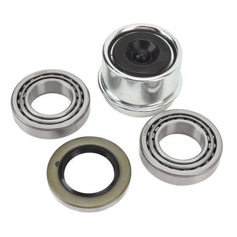 BeefedUp Heavy Duty Trailer Wheel Hub Bearings Kit With L44643 And L44610 Bearings, Dust Cap, Grease Seal for 1 Inch Axle