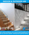 5CCT 120V LED Step Lights, Dimmable 5 Percent To 100 Percent, 3.5W 150LM, Indoor Outdoor Waterproof Vertical Stair Lights, 2700K To 5000K, CRI90 ETL Aluminum White, Pack Of 6 shown on indoor and outdoor stairs