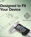 Digital caliper measuring device dimensions on graph paper for Bombproof ClearTouch ImpactShield Screen Protector For FLIR T540 9H Hardness