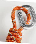 Heavy Duty Stainless Steel Chain Link Connector With Hassle Free Quick Connect Coupler For Secure Fastening And Grip Tight Hold Perfect For Fleet Rigging Pickup Trucks And Backyard Builds Built To Endure Abuse attached to orange braided rope.