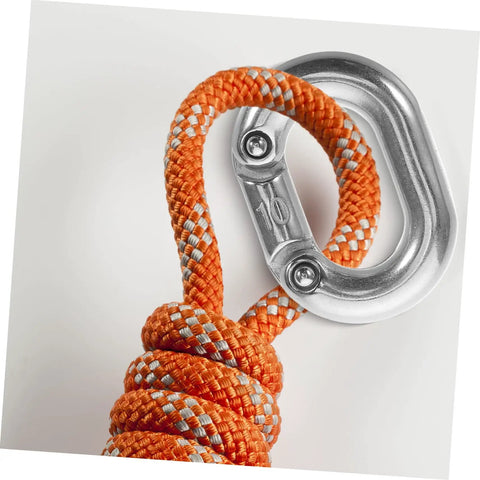 Heavy Duty Stainless Steel Chain Link Connector With Hassle Free Quick Connect Coupler For Secure Fastening And Grip Tight Hold Perfect For Fleet Rigging Pickup Trucks And Backyard Builds Built To Endure Abuse attached to orange braided rope.